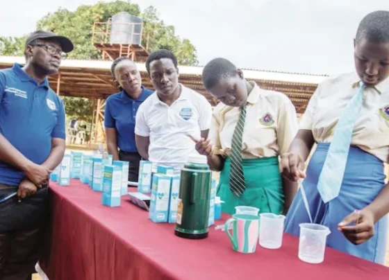 St Mary’s Girls School Madera students explain their health solution to the Stanbic NSC judges